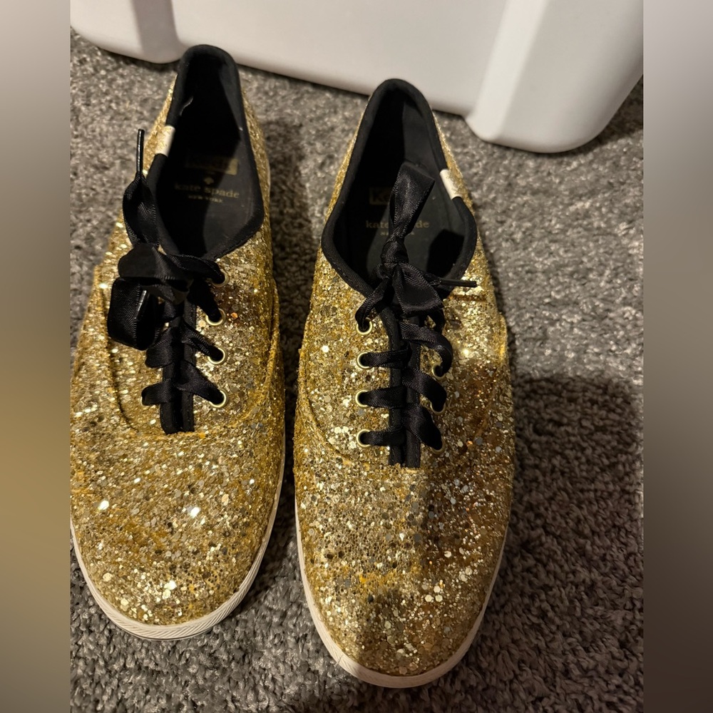 EUC Kate Spade Gold Glitter Keds